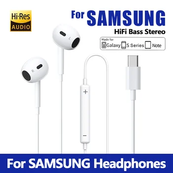 Vezetékes Fejhallgató, Félig A Fül HiFi Bass Zene Fülbe Handfree Fülhallgató C-Típusú 3,5 mm-es Mikrofon Samsung Galaxy S22 S23 21 Ultra